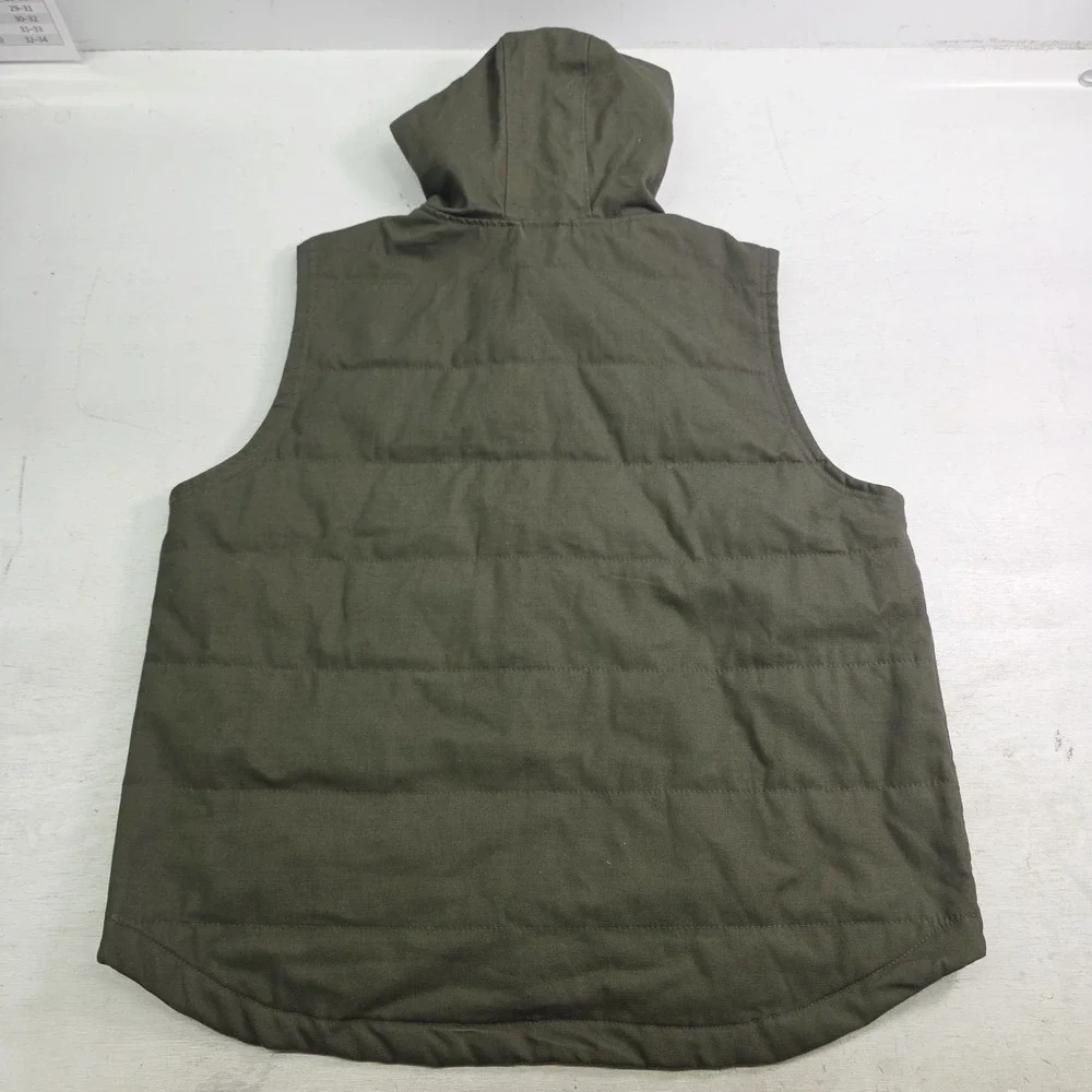 Wrangler Workwear Green Canvas Hooded Sleeveless Zip Vest Jacket Men's‎ 2XL EUC